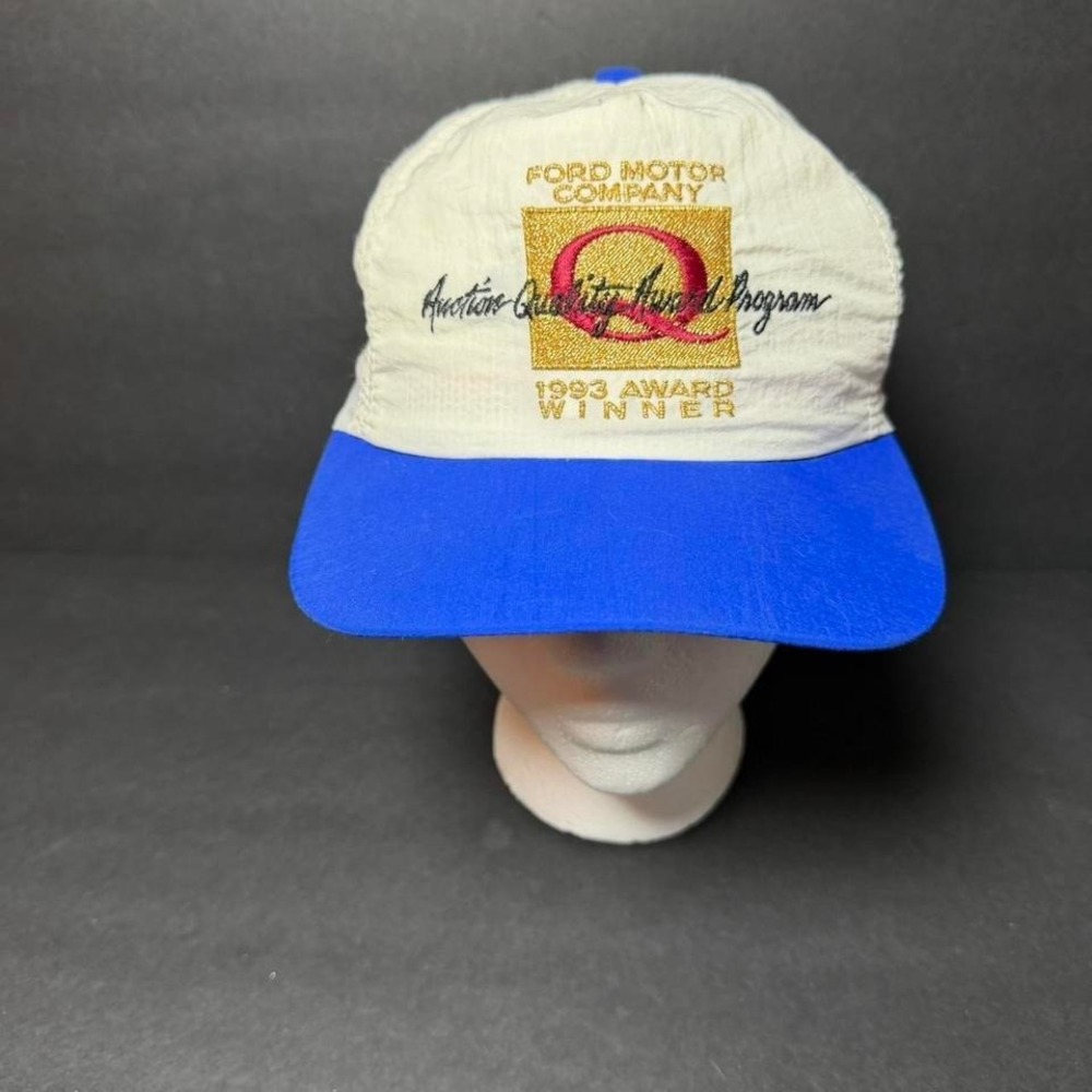 Vintage Ford Motor Company 1993 Award Winner Snapback Hat White Blue Stylemaster